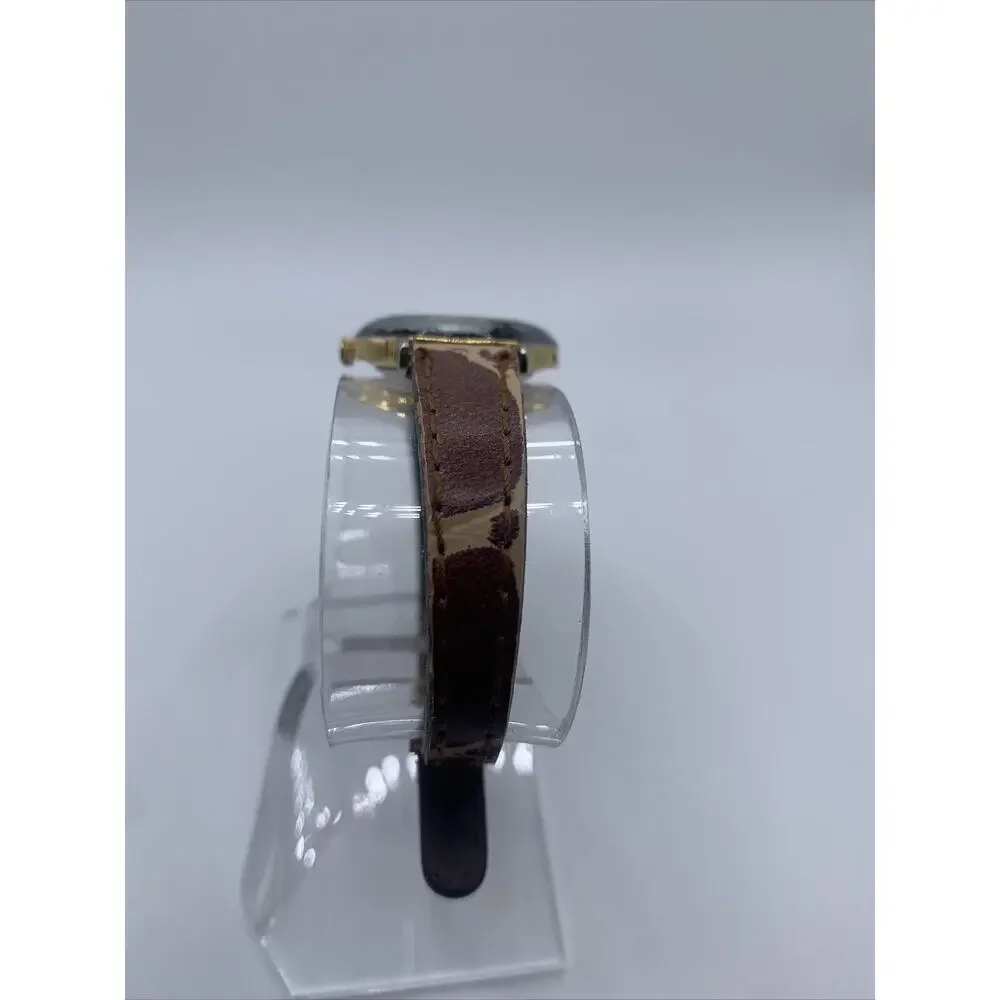 Luxury Womens White Dial Brown Leather Band Giraffe Print Watch A41